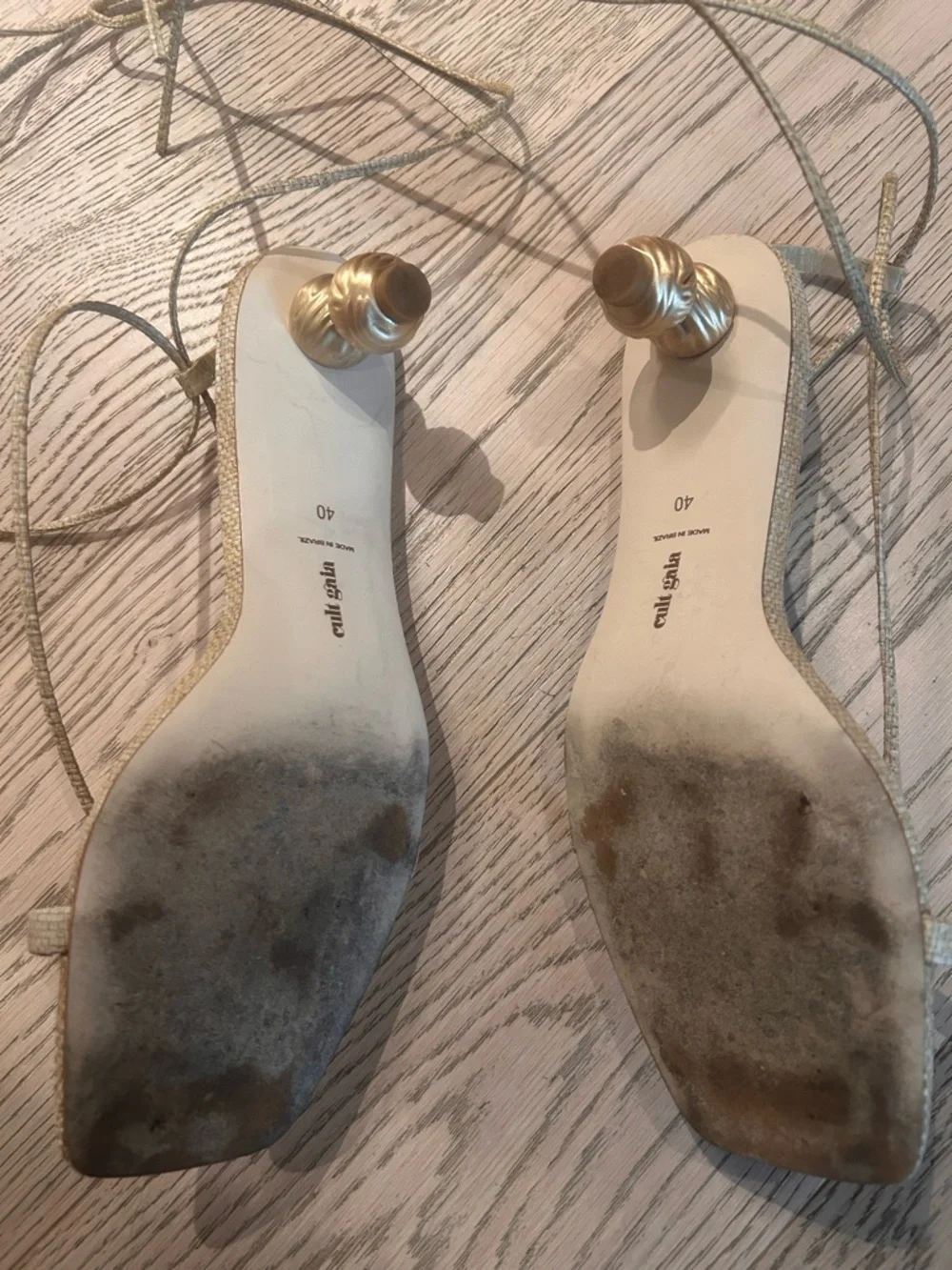 cult gaia WOMEN'S MINDY SQUARE TOE STRAPPY BALL HEEL SANDALS IN NATURAL - Picture 5 of 7